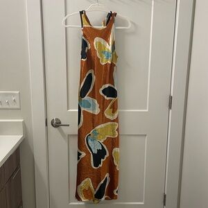 House of Harlow 1960 Crinkle Satin Floral Maxi Dress